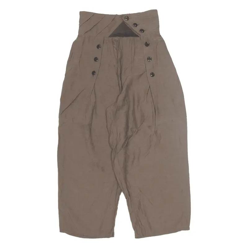 Trousers Brown Relaxed Straight Viscose Womens W26 L23