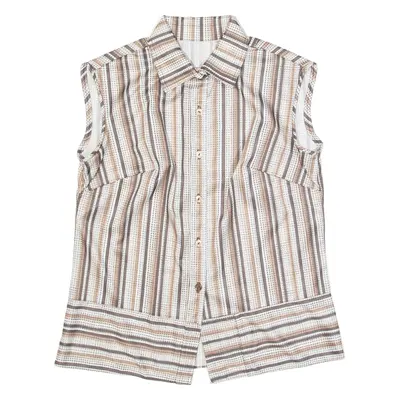 Womens Printed Blouse Brown Sleeveless Striped M