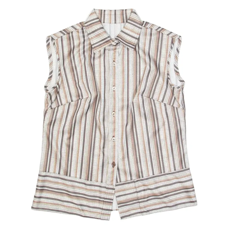Womens Printed Blouse Brown Sleeveless Striped M