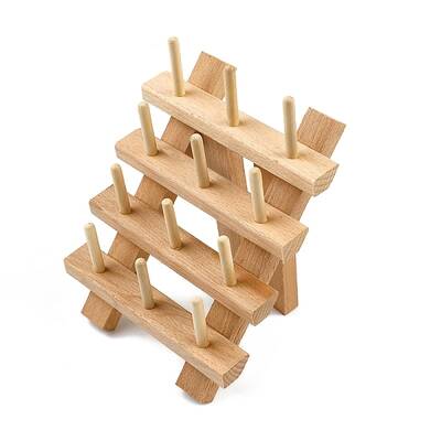 12-Spool 4-Tier Wooden Thread Holder