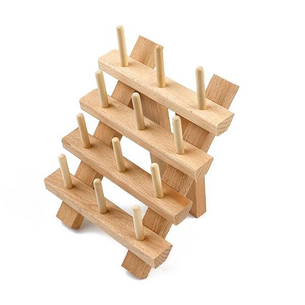 12-Spool 4-Tier Wooden Thread Holder
