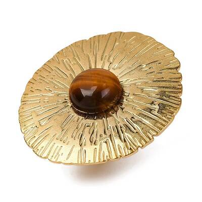 Round Natural Tiger Eye Finger Rings