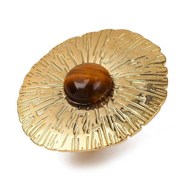Round Natural Tiger Eye Finger Rings
