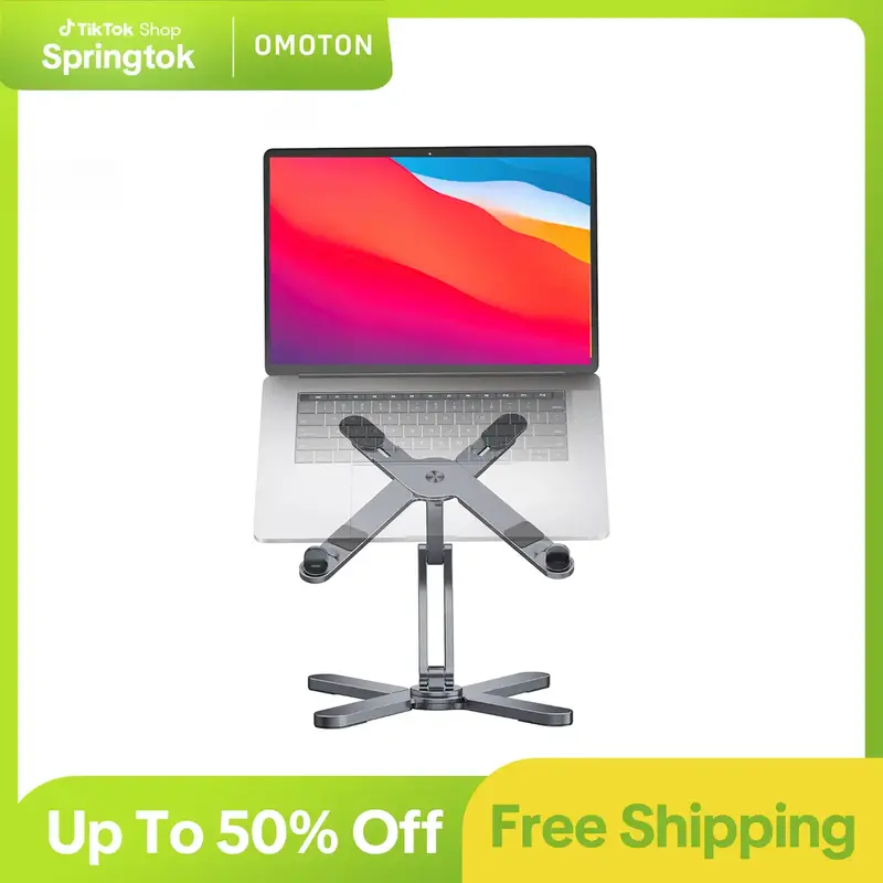 OMOTON Laptop Stand Holder, Laptop Stand with 360 Rotating Base, Portable Laptop Riser Laptop Holder for Desk Tablets/Laptop