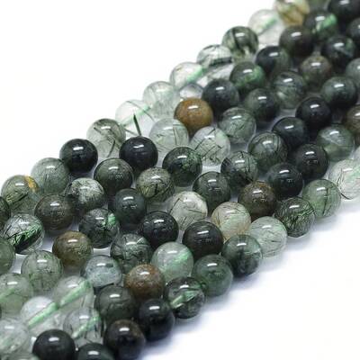 Natural Green Rutilated Quartz Beads Strands