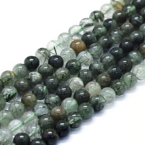 Natural Green Rutilated Quartz Beads Strands