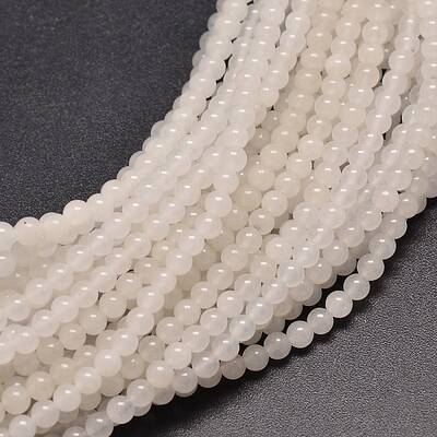 Natural White Jade Round Bead Strands