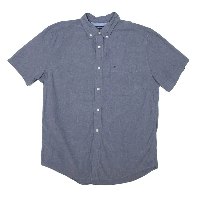 TOMMY HILFIGER Mens Plain Shirt Blue L