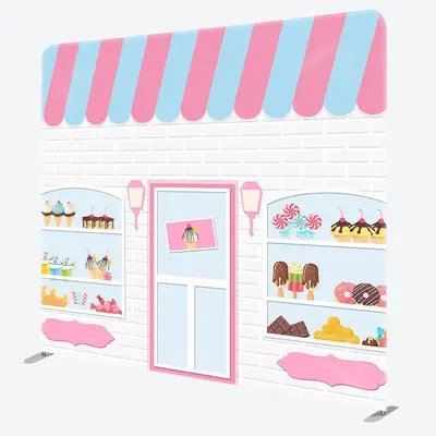 Aperturee White Bricks Candyland Shop Christmas Party Backdrop - Aperturee