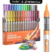 [JusArt] 30/24/18 Colors Acrylic Paint Markers Brush Tip, Water Based Paint Pens, Waterproof Flexible Tip Acrylic Markers for...