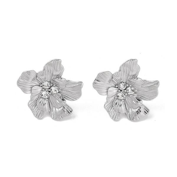 304 Stainless Steel Inlay Rhinestone Stud Earrings for Women