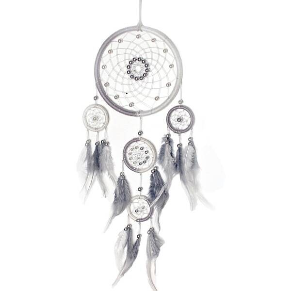 Woolen Yarn Woven Net/Web with Feather Pendant Decorations