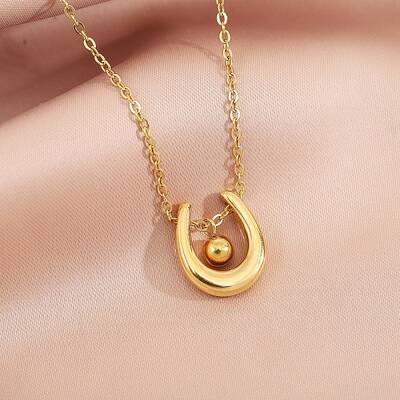 304 Stainless Steel U-shaped with Ball Pendant Necklaces