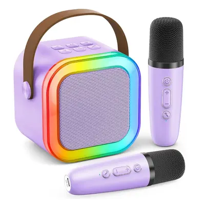 3-In-1 Portable Karaoke Machine for kids, with 2 Wireless Microphones, 6D Sound Quality, Bluetooth 5.3, 10h Battery Life, Sui...