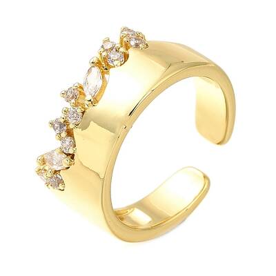 Rack Plating Brass Micro Pave Cubic Zirconia Open Cuff Rings for Women