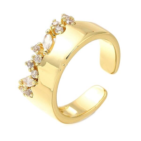 Rack Plating Brass Micro Pave Cubic Zirconia Open Cuff Rings for Women
