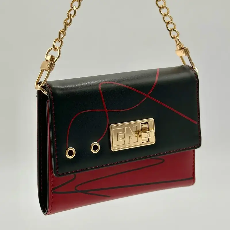 Bite Me ENHA Wallet / K-pop PU Leather Wallet with Chain Wristlet - Black/Dark Red birthday gift wallet  for  girls