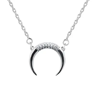 Beneto Minimalist Silver Crescent Necklace AGS650/47