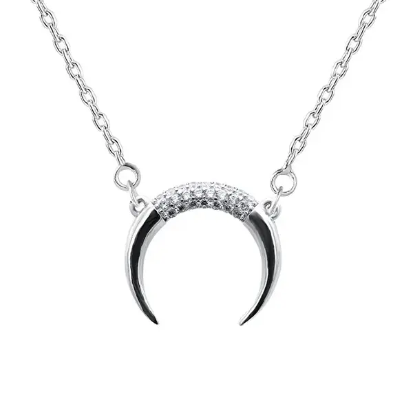 Beneto Minimalist Silver Crescent Necklace AGS650/47