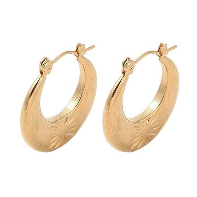 Crescent Moon 201 Stainless Steel Half Hoop Earrings for Women