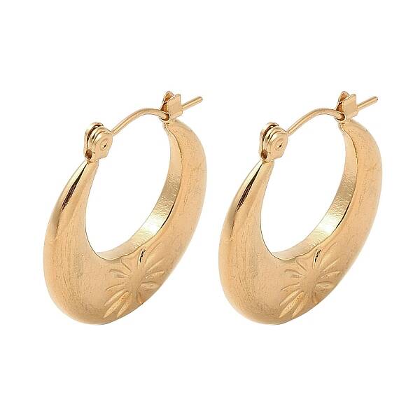 Crescent Moon 201 Stainless Steel Half Hoop Earrings for Women
