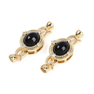 Brass Micro Pave Clear Cubic Zirconia Fold Over Clasps