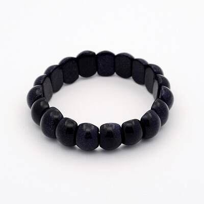 Synthetic Blue Goldstone Oval Bead Stretch Bracelets
