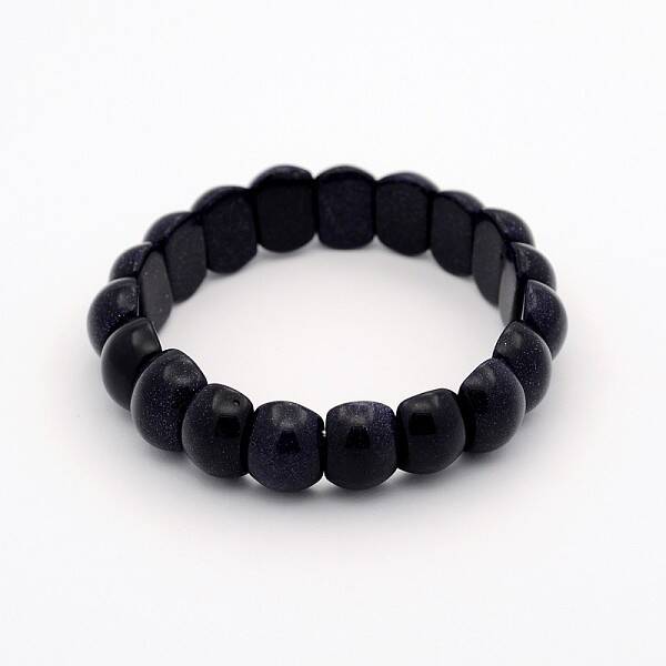 Synthetic Blue Goldstone Oval Bead Stretch Bracelets
