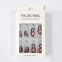 Wavymy Hair 1 Set  Fake Nail ,Fashion Press On Nail For Women & Girls DIY Nail Art ,Elesgant Stick On Nail Kit Random Color