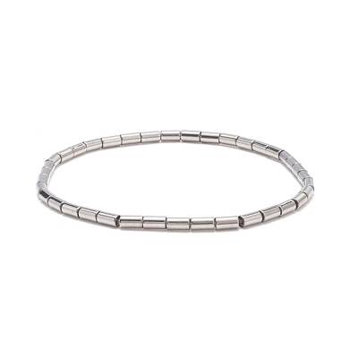 Glass Column Beaded Stretch Bracelet for Women