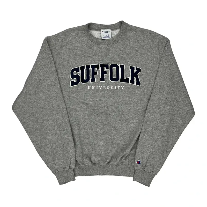 Suffolk University Champion College Sweatshirt - Large Grey Cotton Blend
