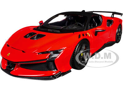 Ferrari SF90 XX Stradale Red with Black Top Race and Play Series 1/24 Diecast Model Car by Bburago