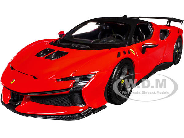 Ferrari SF90 XX Stradale Red with Black Top Race and Play Series 1/24 Diecast Model Car by Bburago