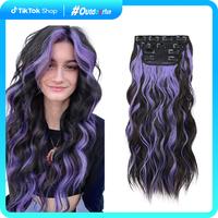 AISI HAIR Summervibes 20 Inch 4PCS Clip in Long Wavy Synthetic Hair Extension Thick Hairpieces Fiber Double Weft Hair for Wom...