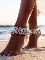 Women's Elegant Chunky Chain Anklet with Bell Shape Pendant, Exquisite Trendy Tiered Layer Design Anklet, Fashionable Jewelry...