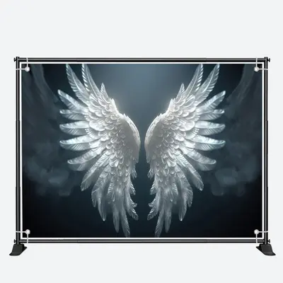 Classy White Angel Wings Smog Black Photo Backdrop - Aperturee