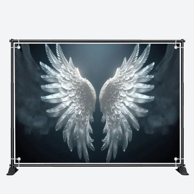 Classy White Angel Wings Smog Black Photo Backdrop - Aperturee