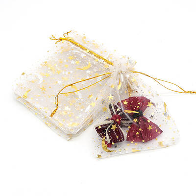 Hot Stamping Rectangle Organza Drawstring Gift Bags