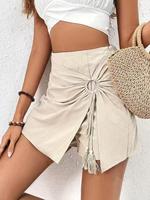 Women's Solid Color Ruched Pantskirt, Casual Fashionable Pantskirt for Summer, Fashion Women's Bottoms for Daily Wear