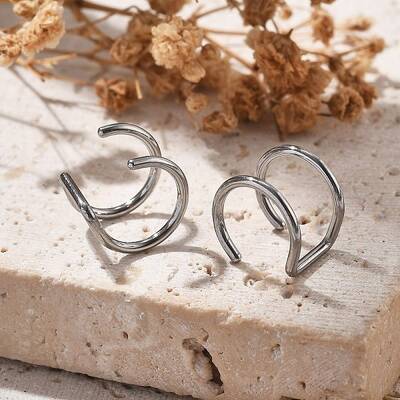 304 Stainless Steel 2 Line Hoop Clip on Nose Rings
