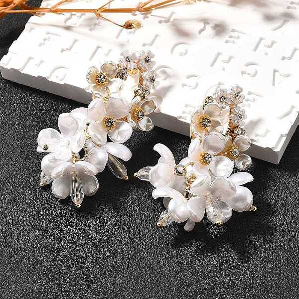 Alloy & 925 Sterling Silver & Acrylic Dangle Stud Earrings