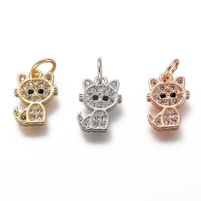Brass Micro Pave Clear Cubic Zirconia Charms