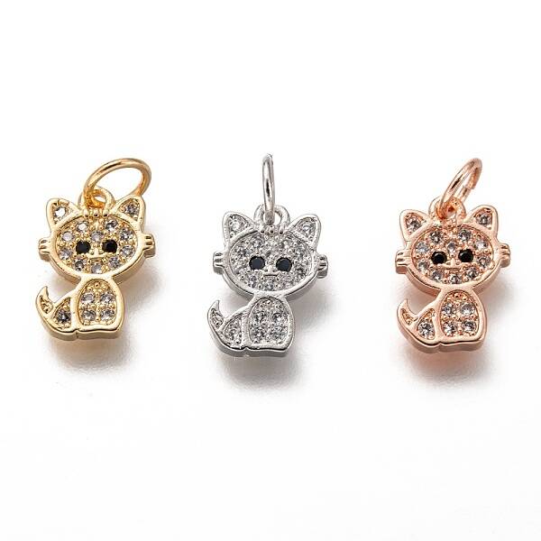 Brass Micro Pave Clear Cubic Zirconia Charms