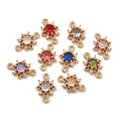Brass Cubic Zirconia Star Connector Charms