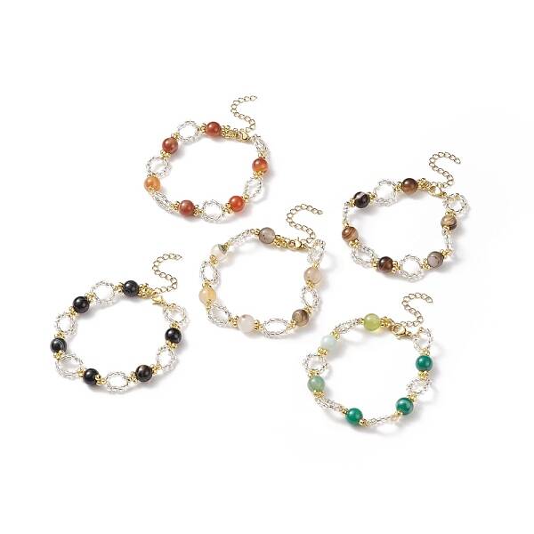 Natural Striped Agate/Banded Agate Beaded Bracelet
