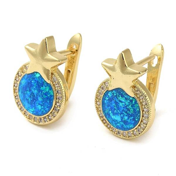 Rack Plating Brass Synthetic Opal Hoop Earrings for Women