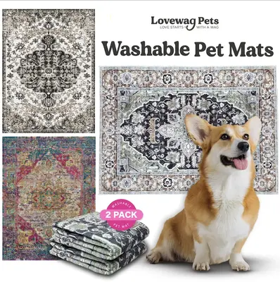 Lovewag Pets Washable Dog Pads - Pack of 2, Eco-Friendly & Leak-Proof Design, Multi-Design Options: Sage Forest,  Bohemian Je...