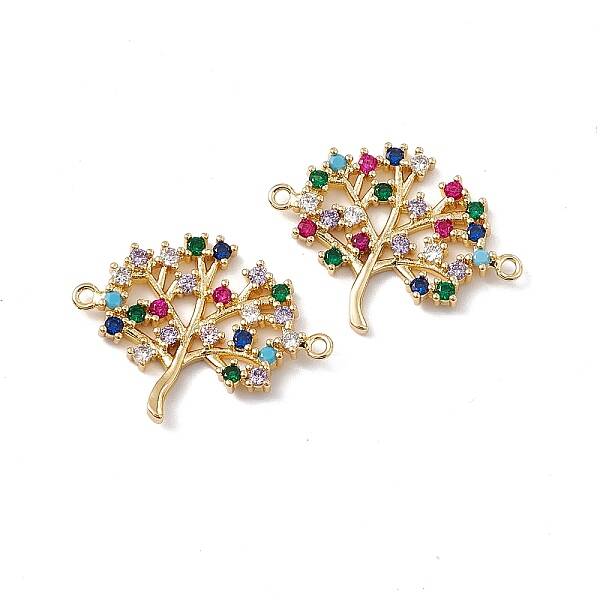 Brass Micro Pave Colorful Cubic Zirconia Connector Charms
