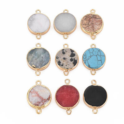 Natural Mixed Stone Connector Charms