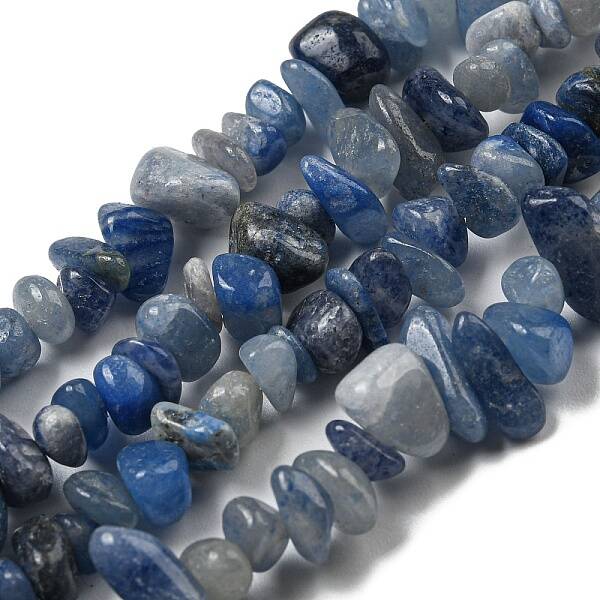 Dyed & Heated Natural Blue Aventurine Chip Beads Strands